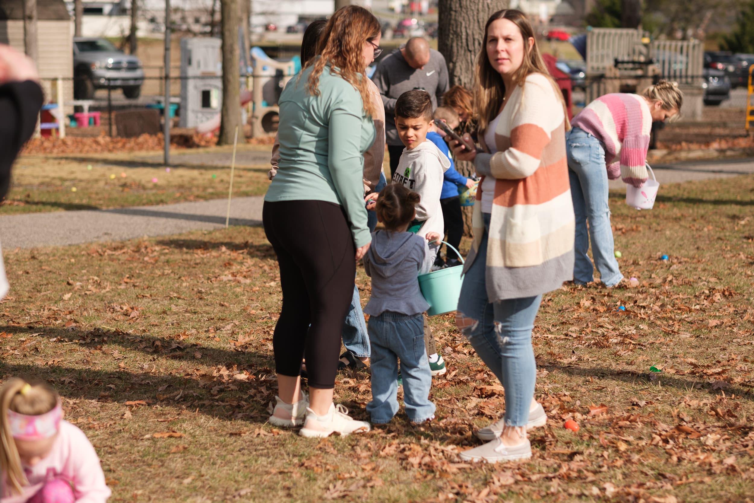 Family arriving at the Easter event