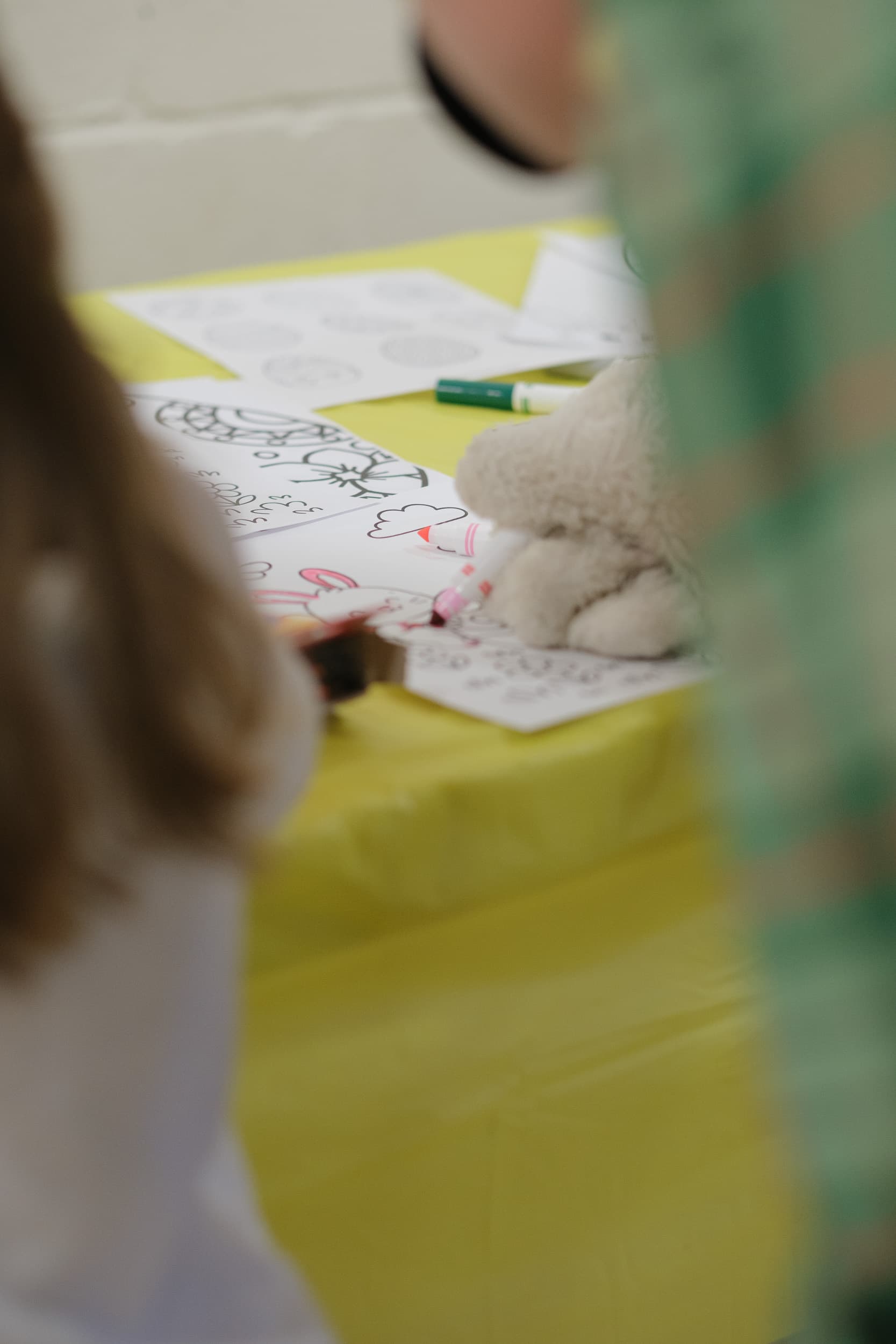 Kids doing crafts with the Easter Bunny